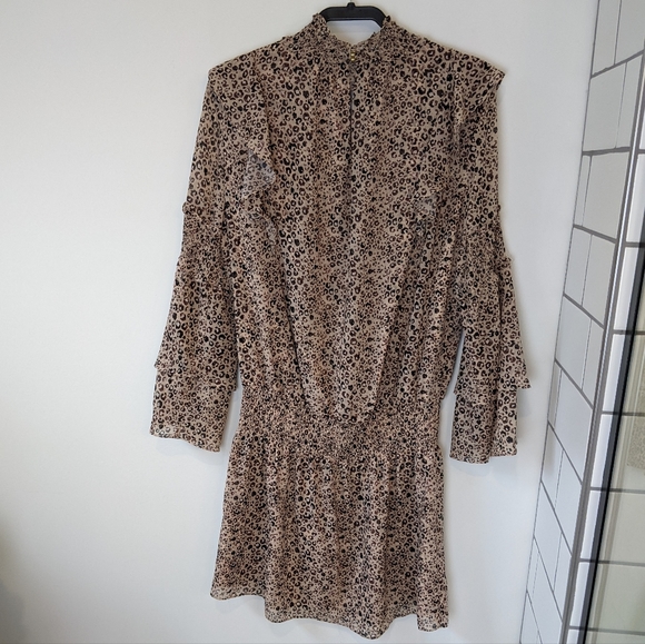 Parker Elliana Smocked Animal Print Leopard Blouson Mini Dress - Picture 4 of 7